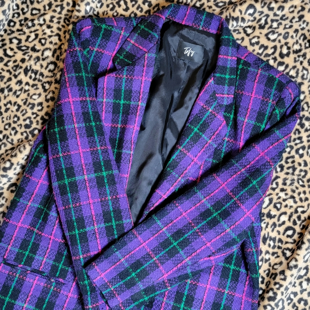 Vintage purple plaid oversized blazer